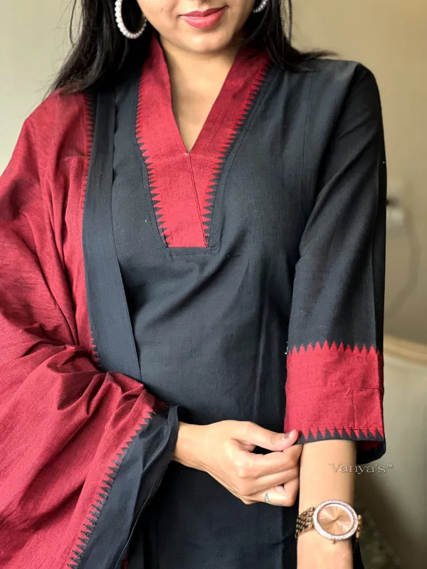 Black_Khadi_COTTON_Printed_Suit_Set_For_Women