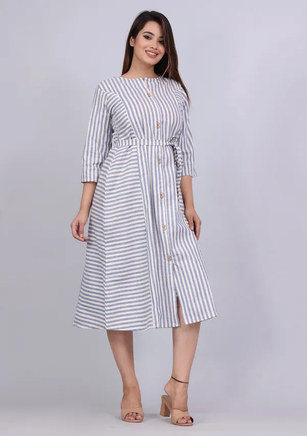 Maternity_Women_Fit_and_Flare_Blue_Dress