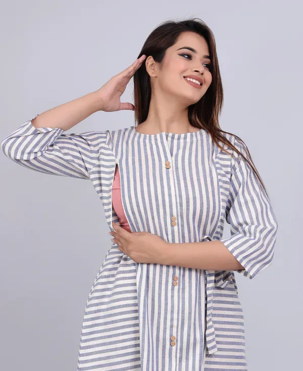 Maternity_Women_Fit_and_Flare_Blue_Dress