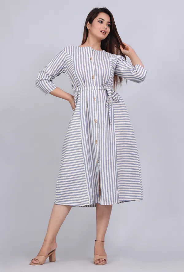 Maternity_Women_Fit_and_Flare_Blue_Dress