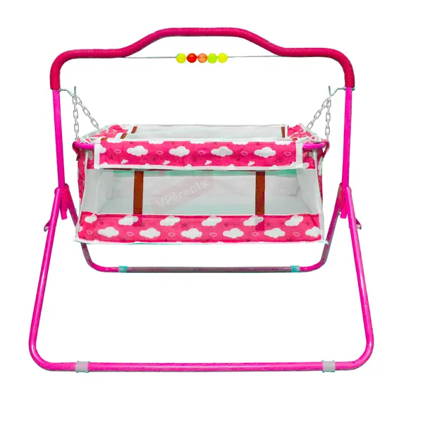 VParents_Bunny_New_Born_Baby_Crib_Bassinet_cot_Swing_Cradle�Jhula_Palna_(Pink)