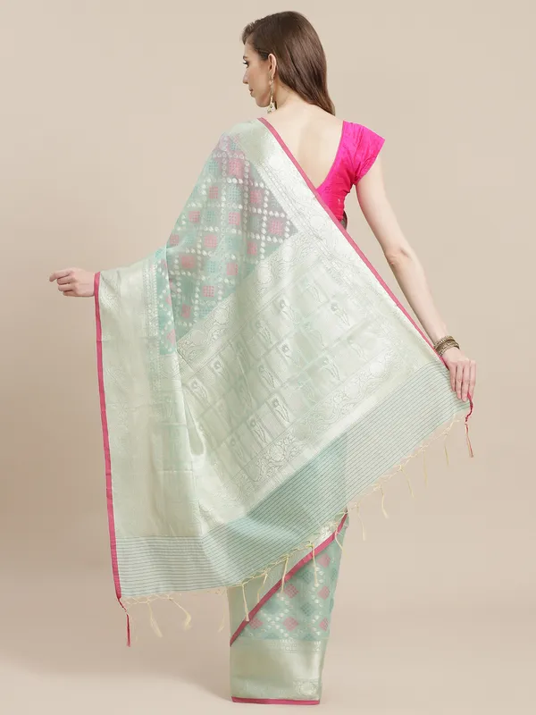 Sea_Green_Masrise_Cotton/Cotton_Banarasi_Sarees_For_Women