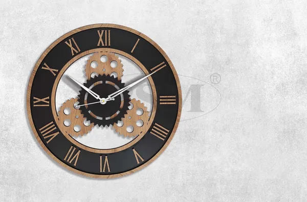 LASER_CUT_WOODEN_WALL_CLOCK_BLACK_BLEECH_15_INCH_ROUND_PSM_1113_B