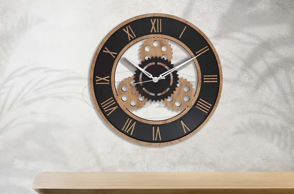 LASER_CUT_WOODEN_WALL_CLOCK_BLACK_BLEECH_15_INCH_ROUND_PSM_1113_B
