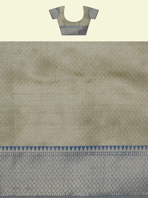 Grey_Matka_Silk/Silk_Blend_Banarasi_Sarees_For_Women