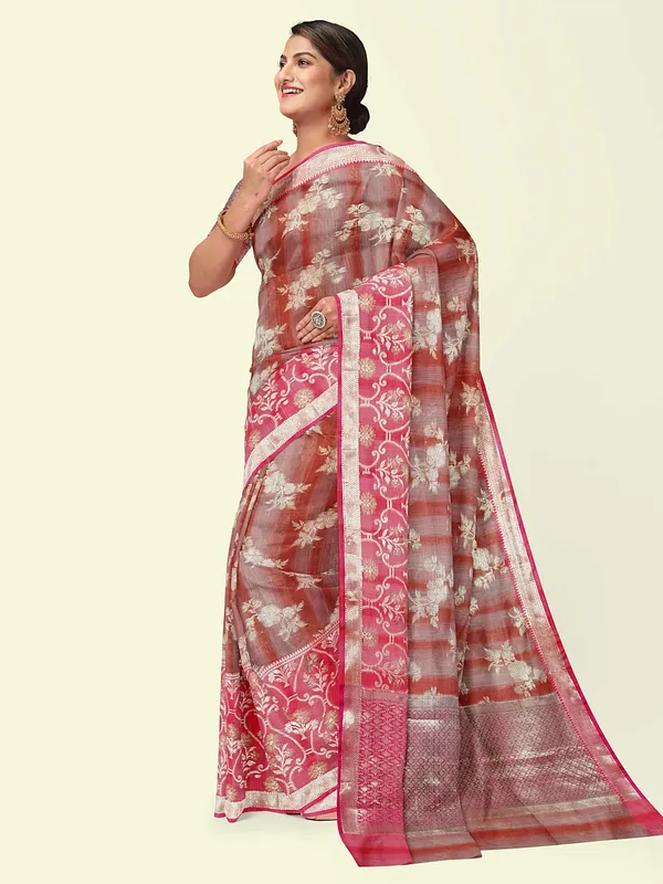 Rust_Matka_Silk/Silk_Blend_Banarasi_Sarees_For_Women