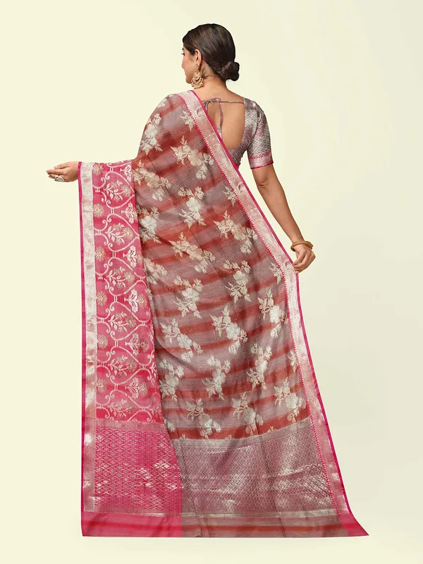 Rust_Matka_Silk/Silk_Blend_Banarasi_Sarees_For_Women