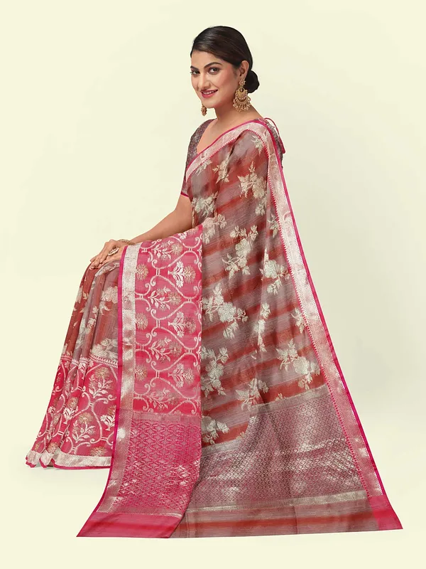 Rust_Matka_Silk/Silk_Blend_Banarasi_Sarees_For_Women