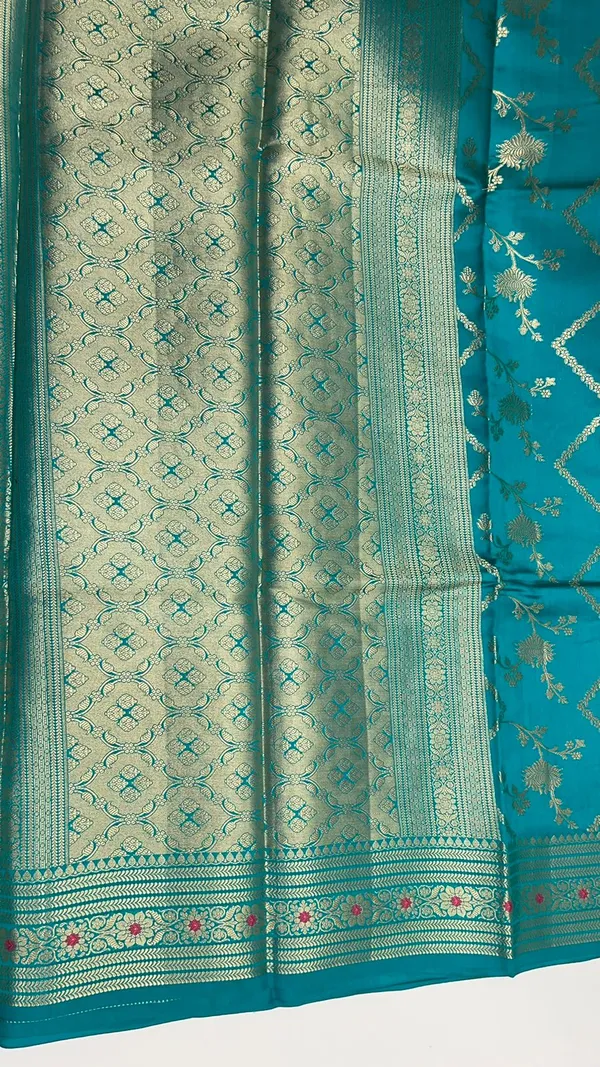 Humairah_Pure_Handwoven_Sea_green_Chiniya_Silk_Zari_Jaal_Zig-Zag_with_Minakari_Zari_Border_Banarasi_Saree_with_Sea_green_Blouse_piece