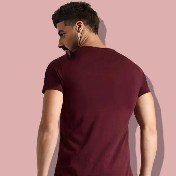 Maroon_Printed_Half_Sleeve_Cotton_T-Shirt_For_Men