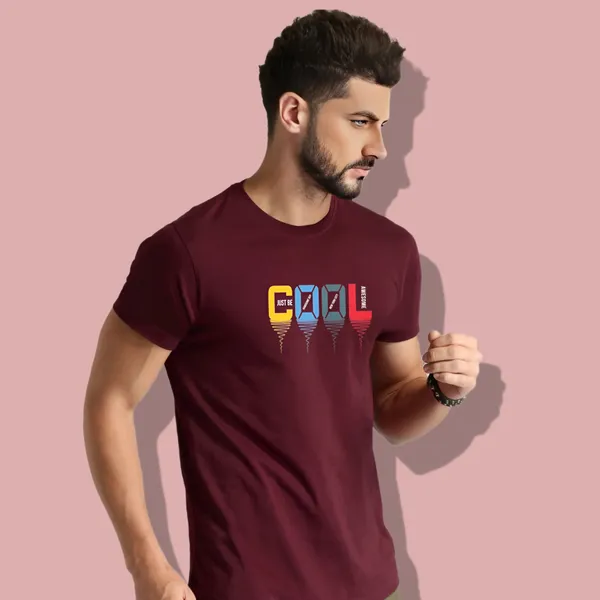 Maroon_Printed_Half_Sleeve_Cotton_T-Shirt_For_Men