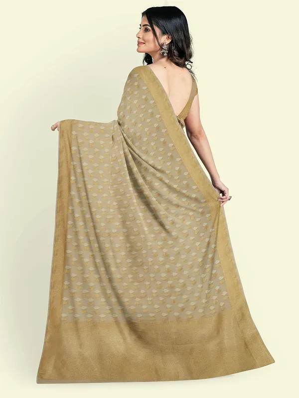 Beige_Cotton_Blend_Banarasi_Sarees_For_Women