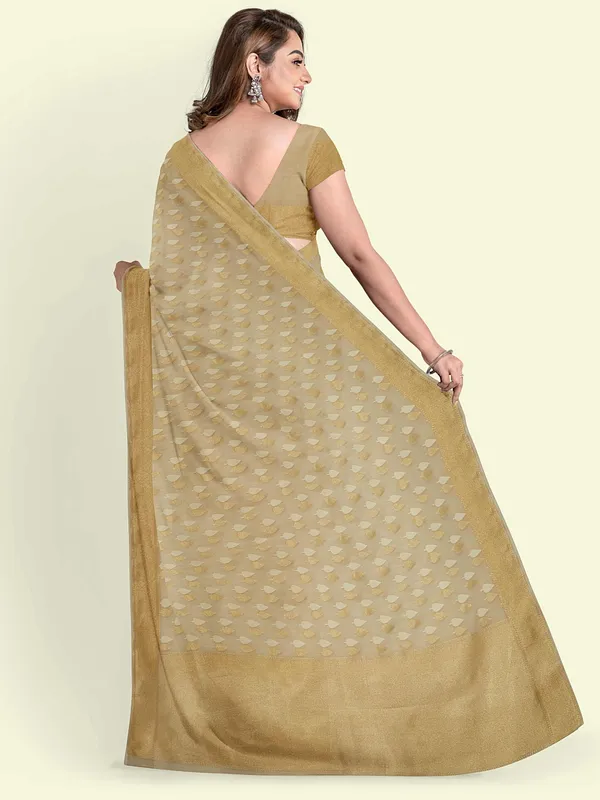 Beige_Cotton_Blend_Banarasi_Sarees_For_Women