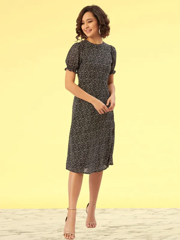 Black_Georgette_A-line_Dress_For_Women