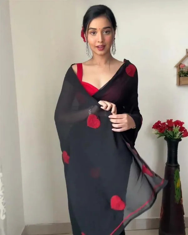 Black_Color_1-Minute_Ready_To_Wear_Georgette_Saree_With_Thread_Gamthi_Work_-_Heart