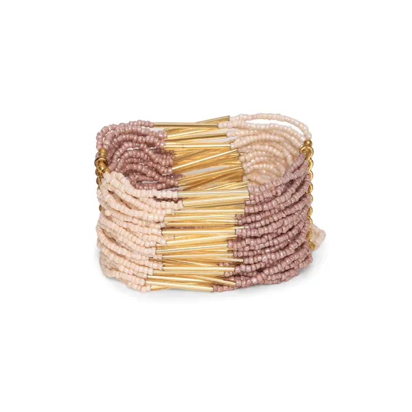 Brown_And_Ivory_Shiny_Stretch_Bracelet_For_Women