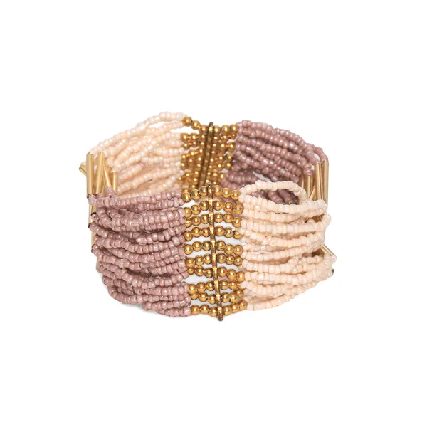 Brown_And_Ivory_Shiny_Stretch_Bracelet_For_Women