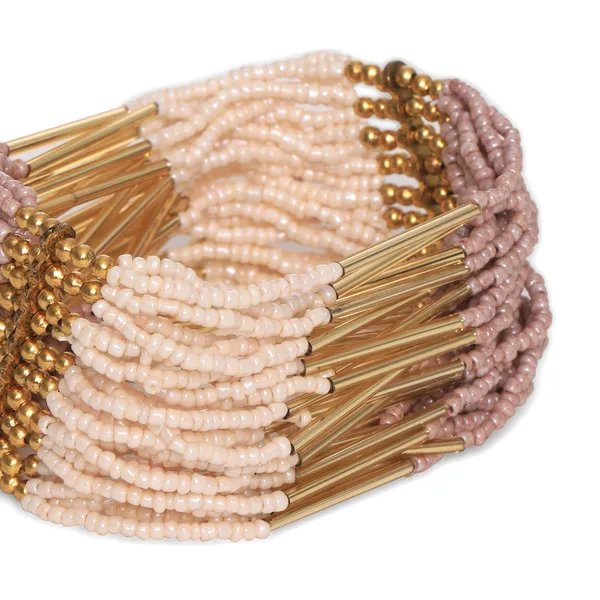 Brown_And_Ivory_Shiny_Stretch_Bracelet_For_Women
