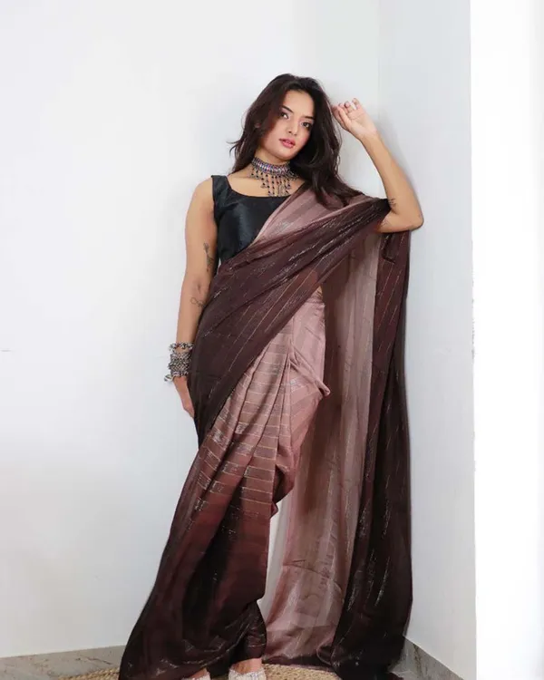 Brown_Color_1-Minute_Ready_To_Wear_Georgette_Saree_With_Blouse_Piece