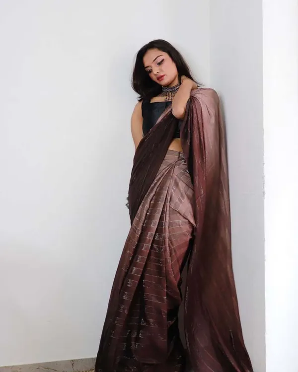 Brown_Color_1-Minute_Ready_To_Wear_Georgette_Saree_With_Blouse_Piece