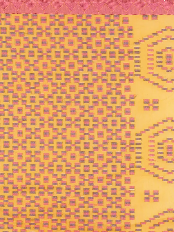 Yellow_Cotton_Blend_Banarasi_Sarees_For_Women
