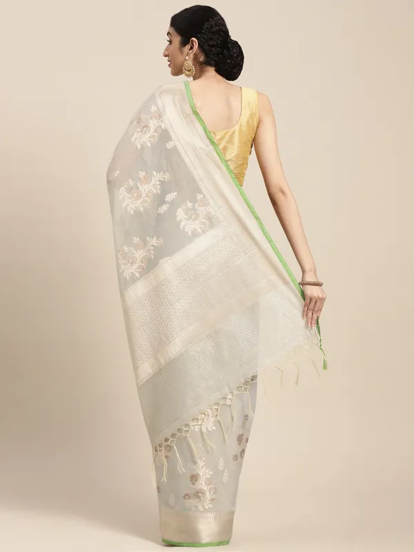 Grey_Masrise_Cotton/Cotton_Banarasi_Sarees_For_Women