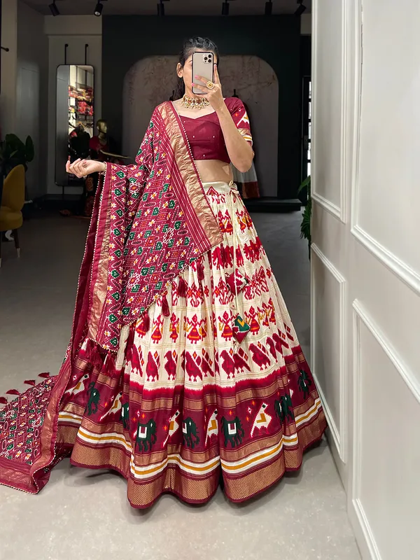 White_Premium_&_Elegant_Dola_Silk_Lehenga_Choli_For_Women