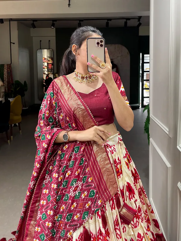 White_Premium_&_Elegant_Dola_Silk_Lehenga_Choli_For_Women