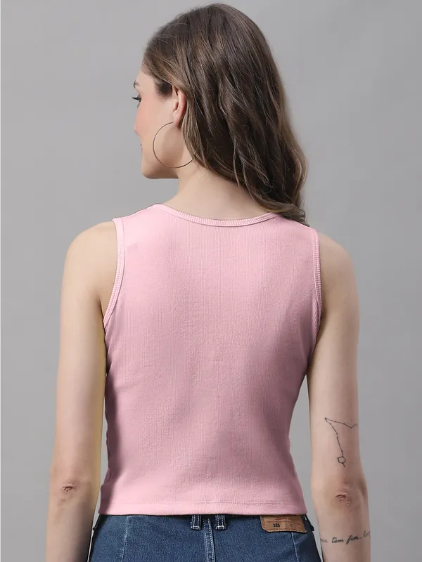 Coral_Cotton_Rib_Round_Neck_Sleeveless_Knot_Top_For_Women