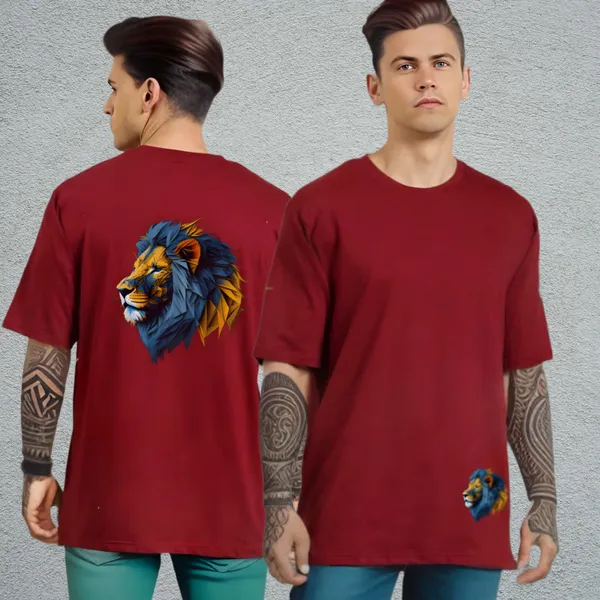Maroon_Oversized_Printed_Half_Sleeve_Cotton_T-Shirt_For_Men