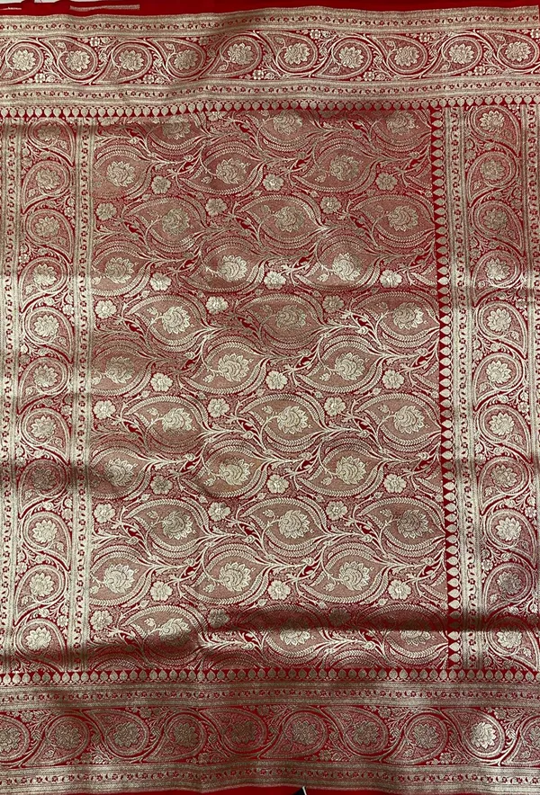 Humairah_Presents_Red_Satin_Silk_Silver_Zari_Boota_Jaal_with_Silver_Zari_Border_saree_and_Red_Blouse