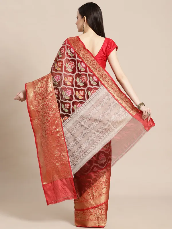 Maroon_Art_Silk_Banarasi_Sarees_For_Women