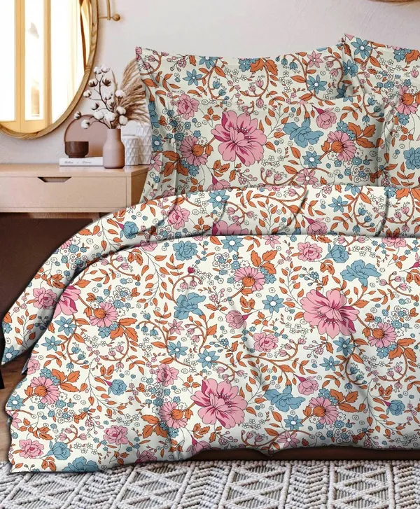 Glace_Cotton_Flat_Bedsheet_for_Double_Bed_with_Two_Pillow_Covers_-_90x100_Inches_-_Small_Flowers
