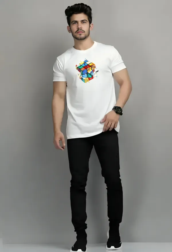 White_Printed_Half_Sleeve_Cotton_T-Shirt_For_Men