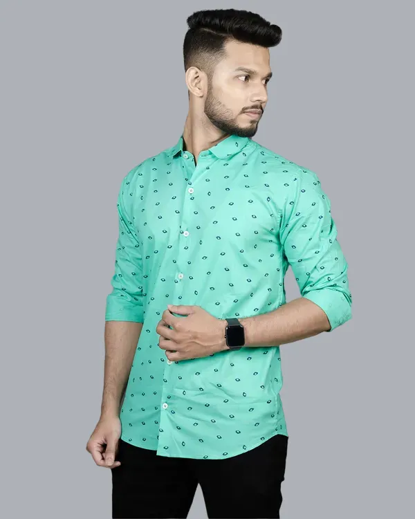 Globe_Design_Green_Shirt_Premium_Cotton_Blend