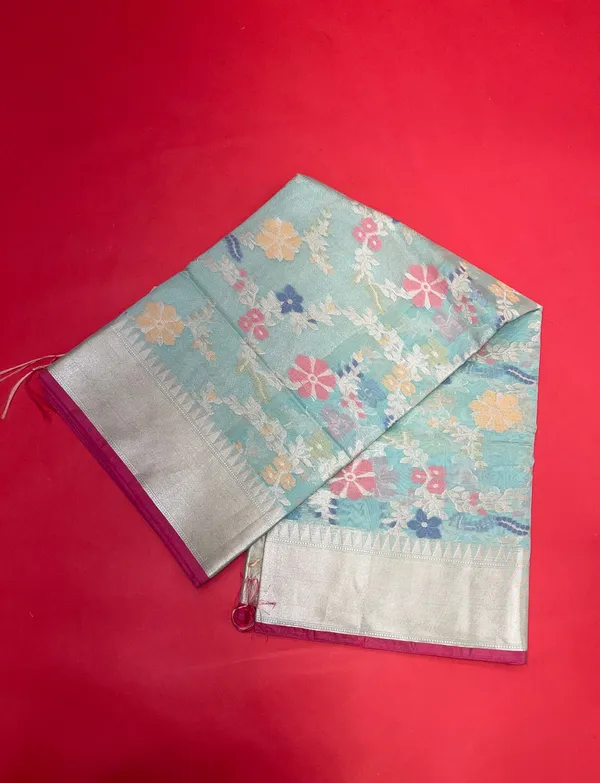 Sea_Green_Masrise_Cotton/Cotton_Banarasi_Sarees_For_Women