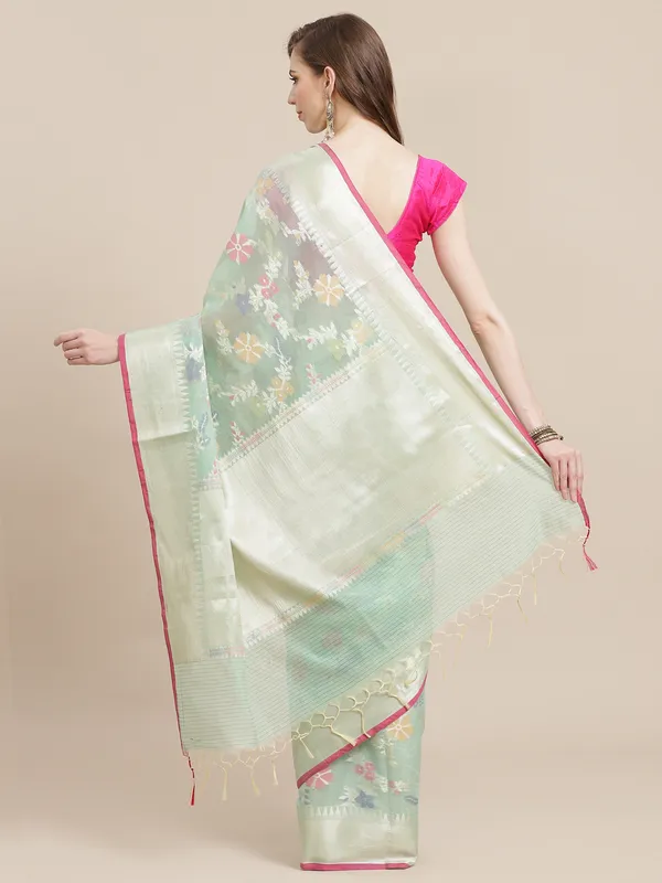 Sea_Green_Masrise_Cotton/Cotton_Banarasi_Sarees_For_Women