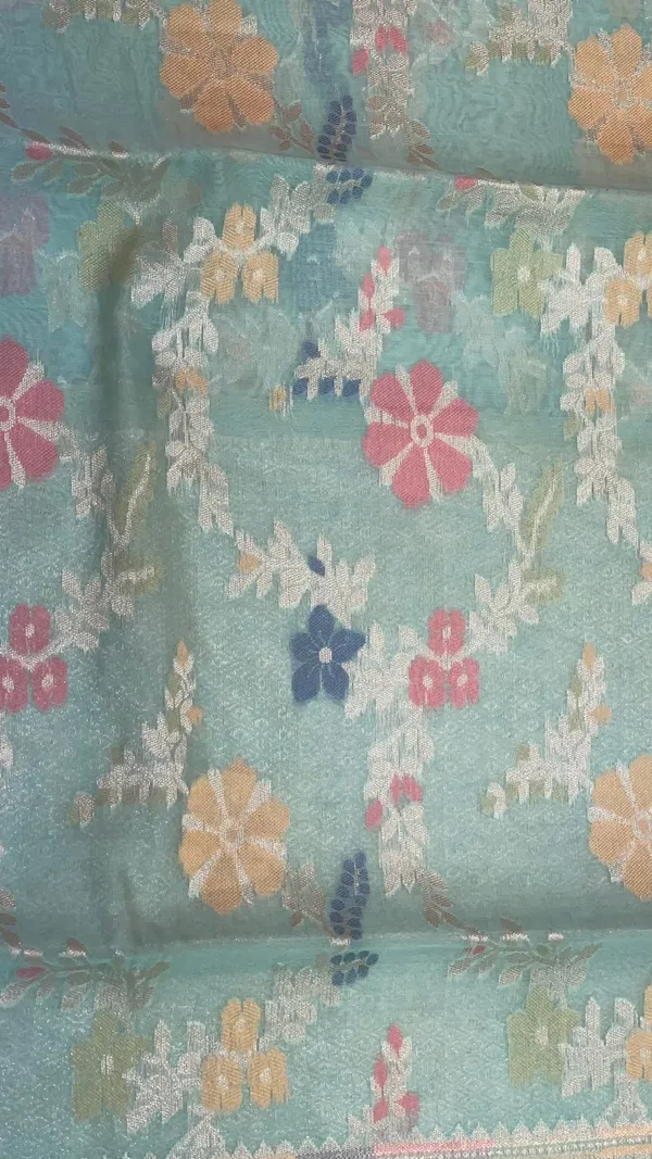 Sea_Green_Masrise_Cotton/Cotton_Banarasi_Sarees_For_Women