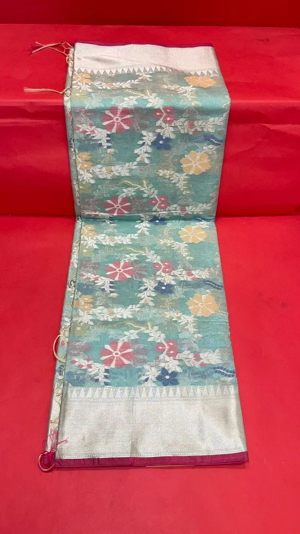 Sea_Green_Masrise_Cotton/Cotton_Banarasi_Sarees_For_Women