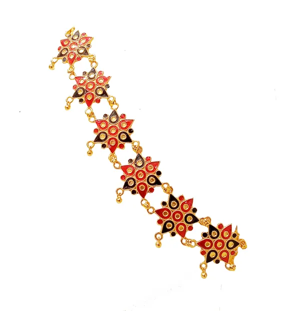 Assamese_Traditional_Gold_Plated_Red_Black_Colour_Golpata_Necklace_Set_For_Women_&_Girls