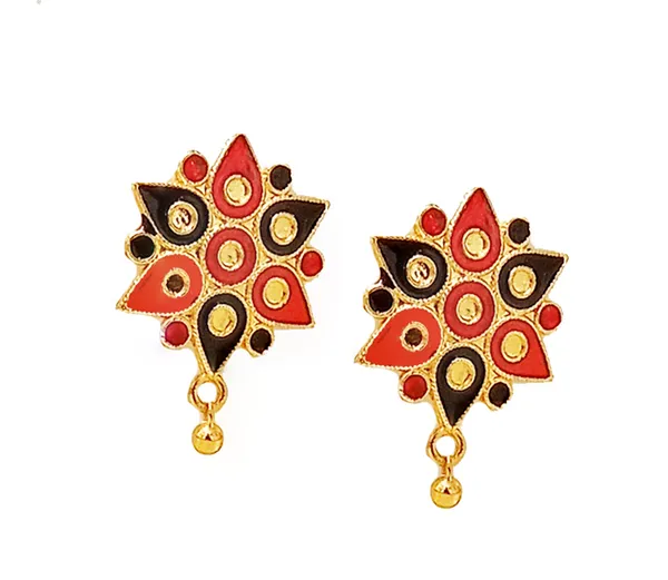 Assamese_Traditional_Gold_Plated_Red_Black_Colour_Golpata_Necklace_Set_For_Women_&_Girls