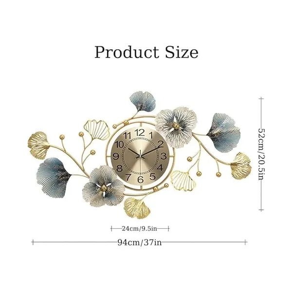 Gold_&_Blue_Floral_Wall_Clock_For_Home_&_Office_Decoration