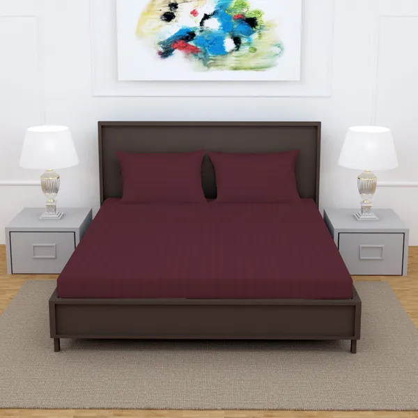 _100%_Cotton_220_TC_Italian_Stripes_Flat_King_Size_Bedsheet_With_2_Pillow_Cover_(108_x_108_Inch,_WINE)