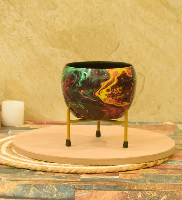multi_color_Meenakari_Handmade_Pitalnagi_Pots_And_Planter,Home,Indoor,Outdoor,Plant_Container