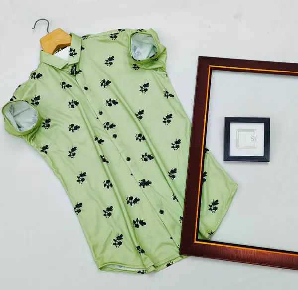 Lycra_Blend_Light_Green_Designer_Printed_Half_Sleeve_Shirt