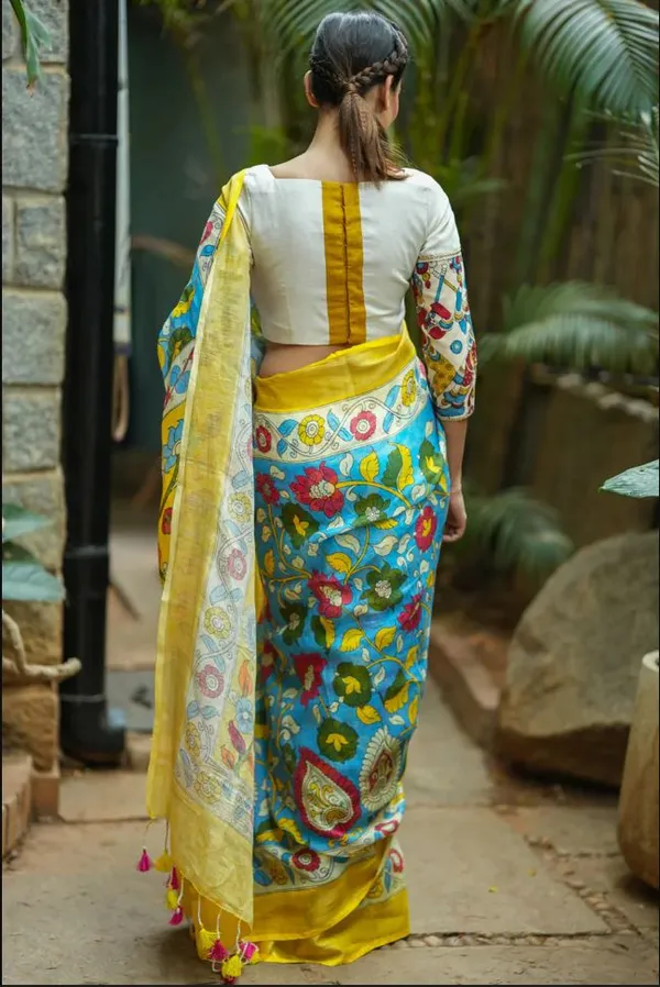 Yellow_Colour_Linen_Saree_(With_Unstitched_Blouse_Piece)_(For_Women)