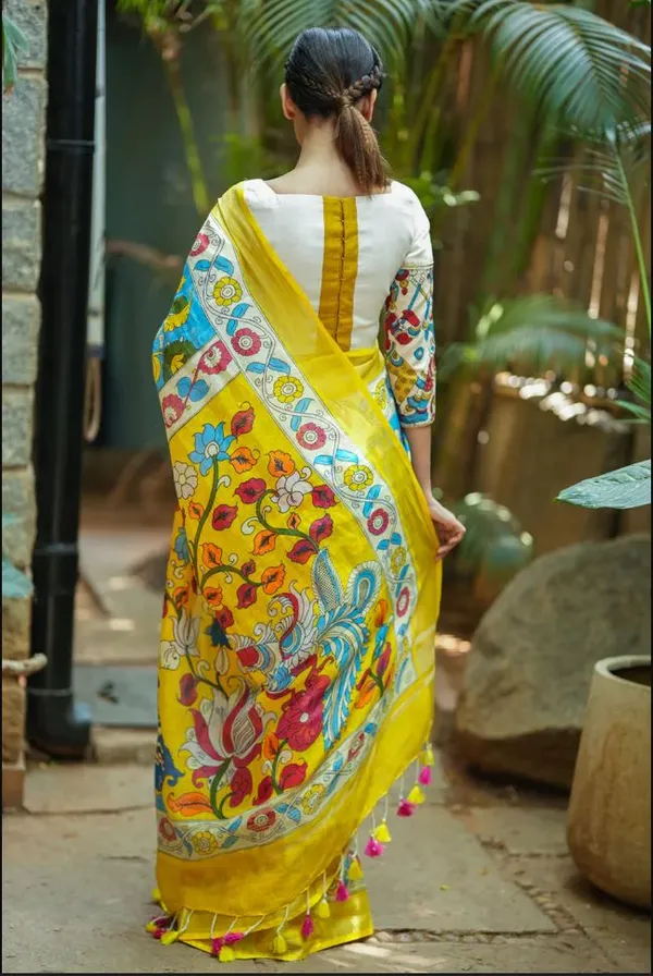 Yellow_Colour_Linen_Saree_(With_Unstitched_Blouse_Piece)_(For_Women)