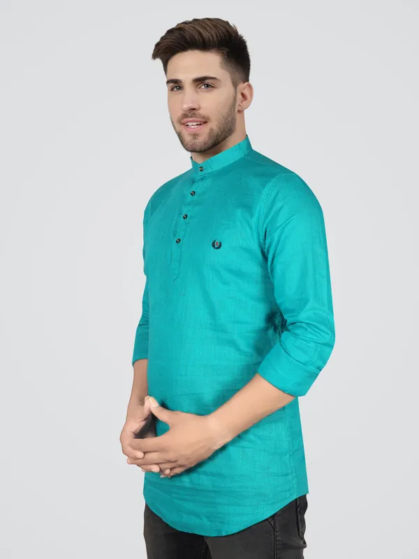 Men's_Linen_Fabric_Short_Kurta_For_casual_wear