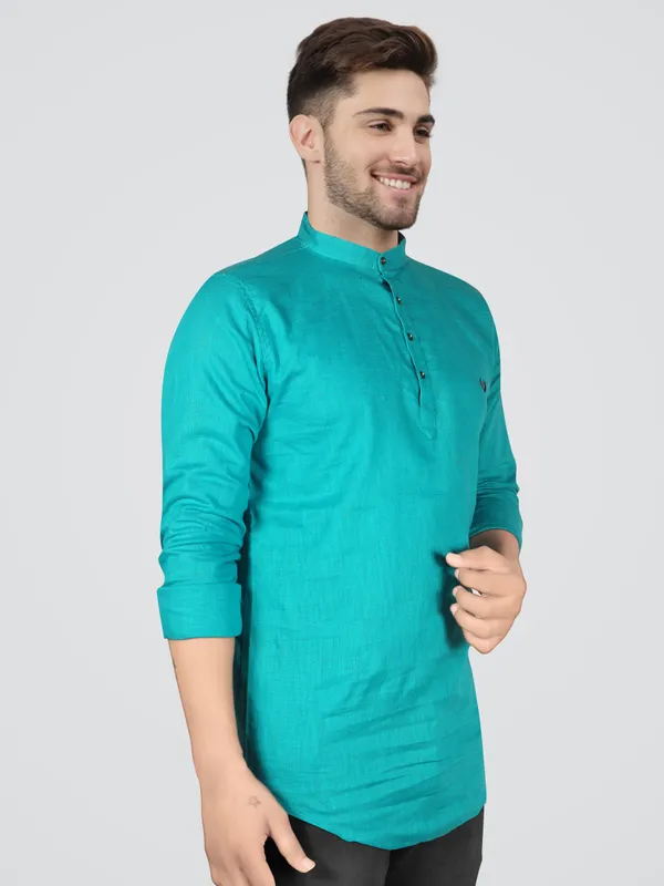 Men's_Linen_Fabric_Short_Kurta_For_casual_wear