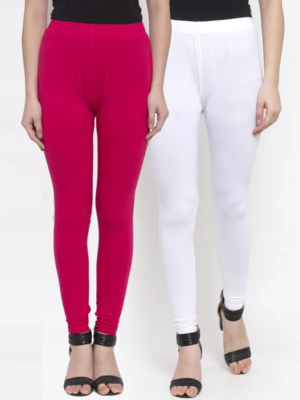 TAG 7 Combo of white and dark pink ankle length leggings Price in India Buy TAG 7 Combo of white and dark pink ankle length leggings online at undefined